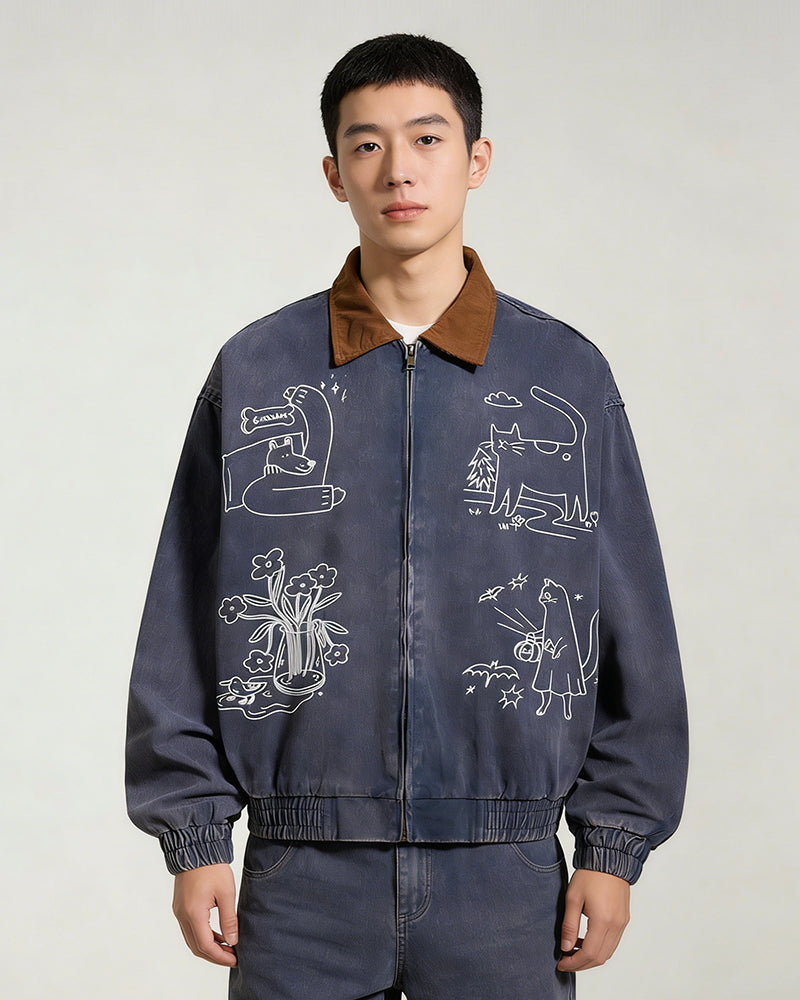 做舊趣味休閑夾克