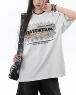 레트로 레터 패치 반팔