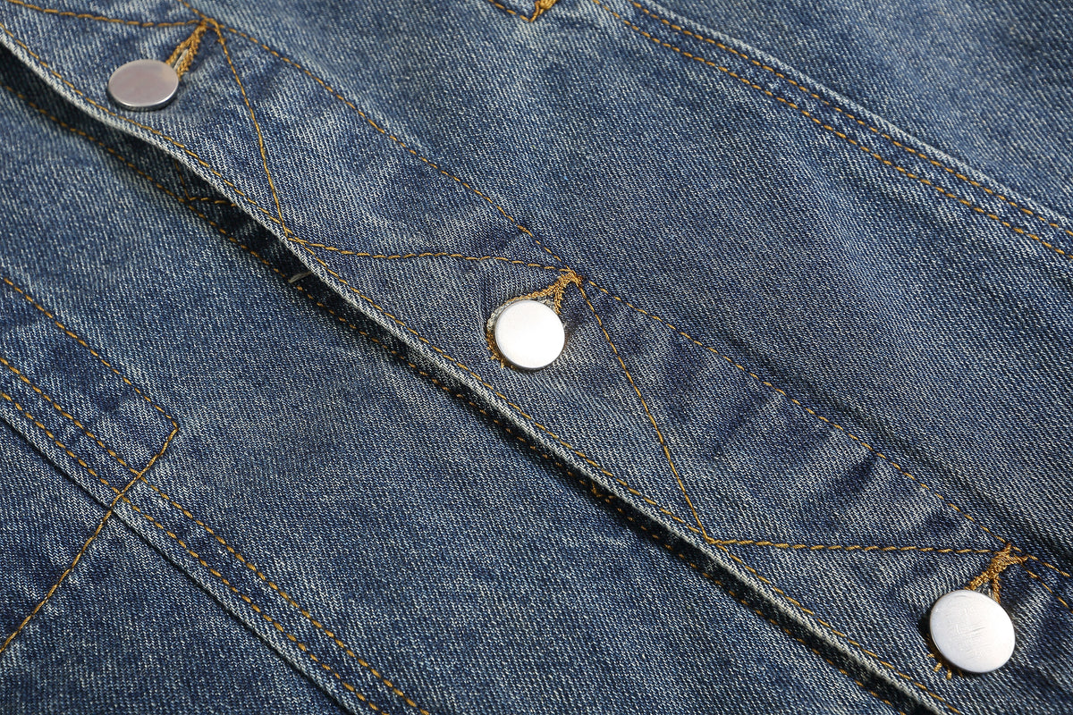 Retro cartoon embroidered denim jacket