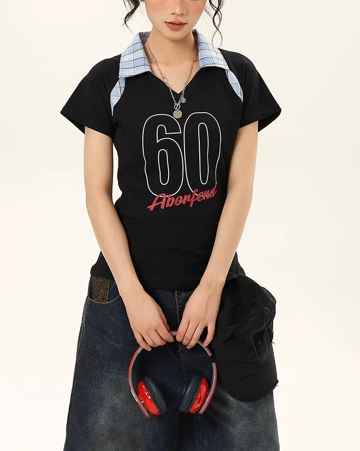 레트로 패치워크 반팔 (여성용)