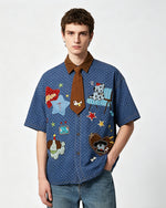 Cartoon Embroidered Short-Sleeve Shirt