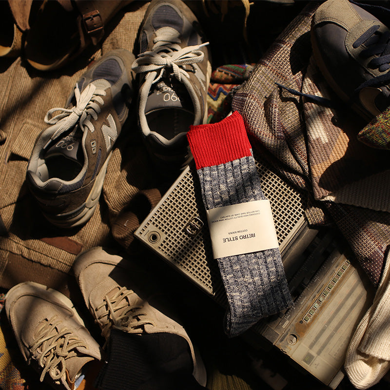 두꺼운 컬러 블록 양말