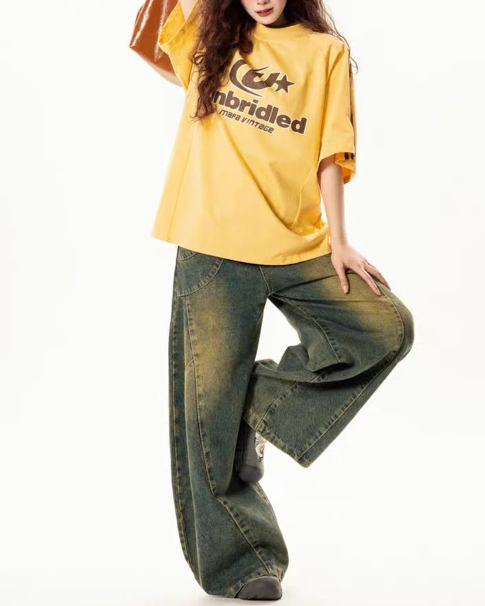 Retro contrast short sleeves