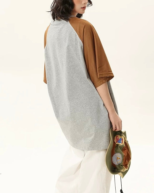 대비색 크루넥 반팔