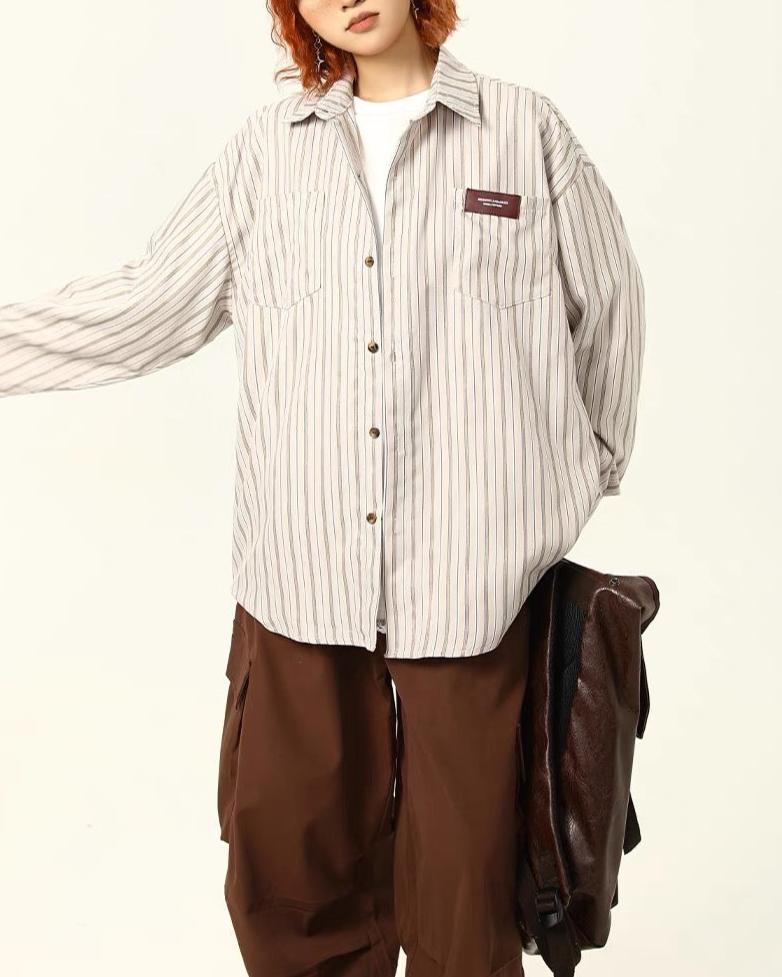 美式復古簡約條紋襯衫