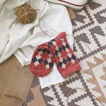 復古格子女中筒長襪