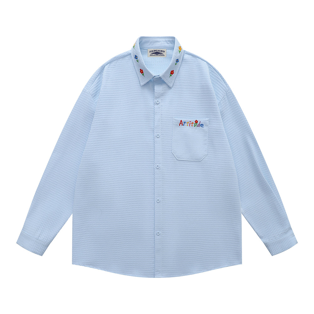 Simple embroidered long-sleeved shirt