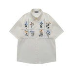 Floral embroidered short-sleeved shirt