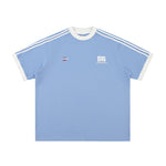 Simple color block round neck short sleeves