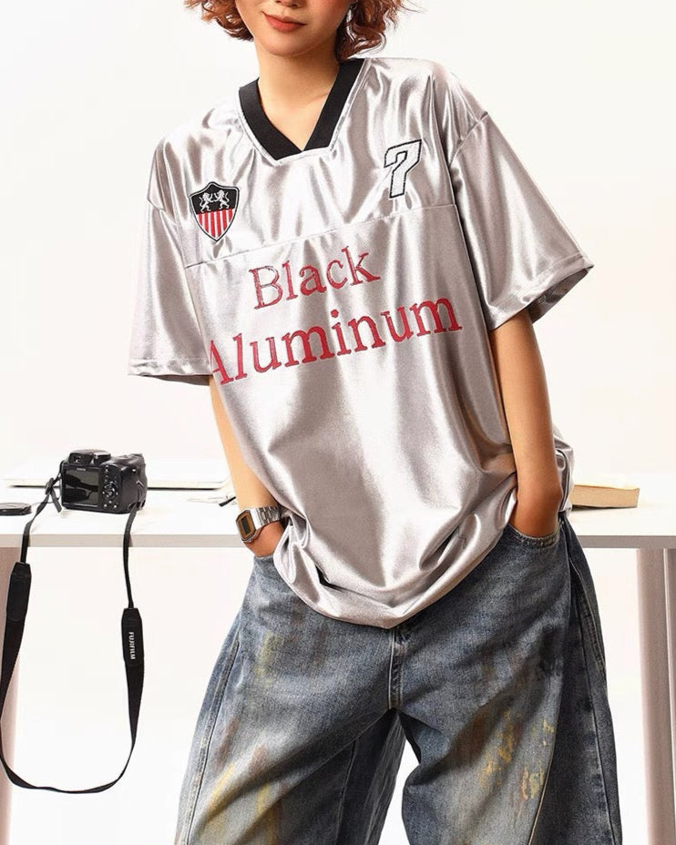 V領拼接運動短袖