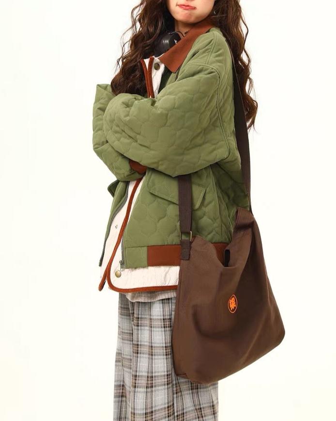 레트로 콘트라스트 컬러 패치워크 코튼 재킷