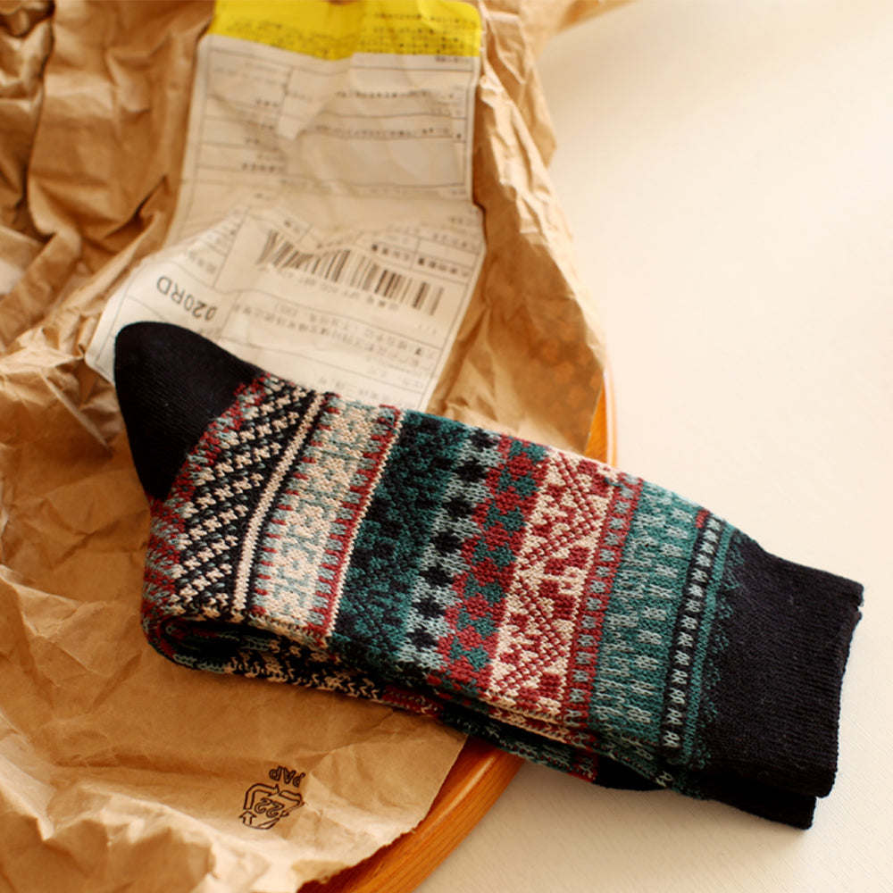 復古針織中筒襪
