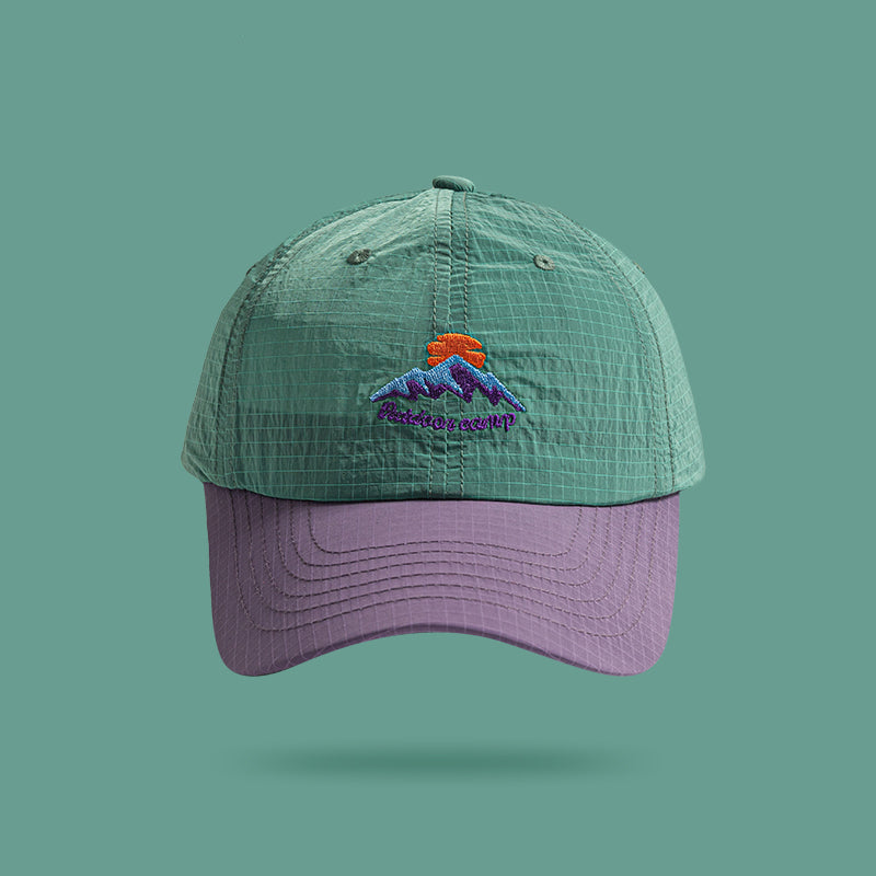 撞色格紋透氣棒球帽