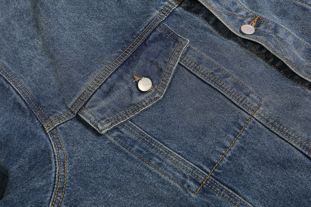 Retro cartoon embroidered denim jacket