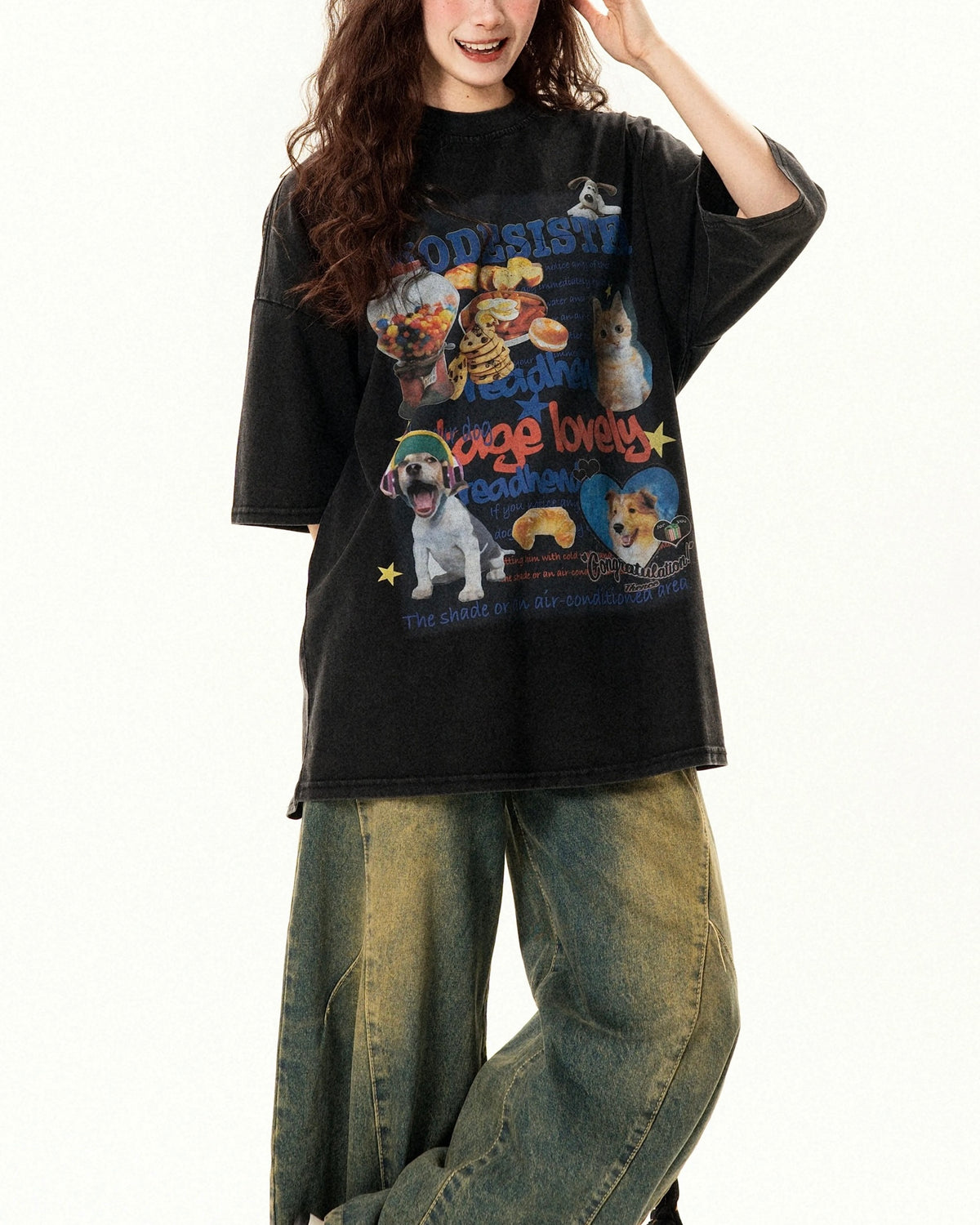 레트로 펀 프린트 반팔