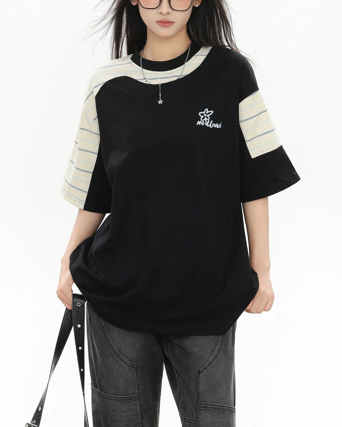 Striped short sleeves