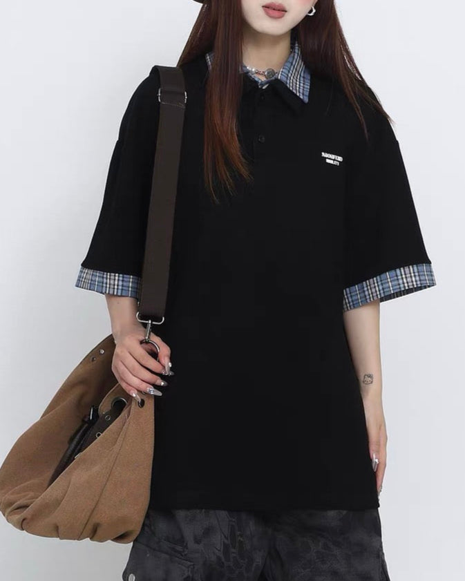 라펠 프린트 반소매