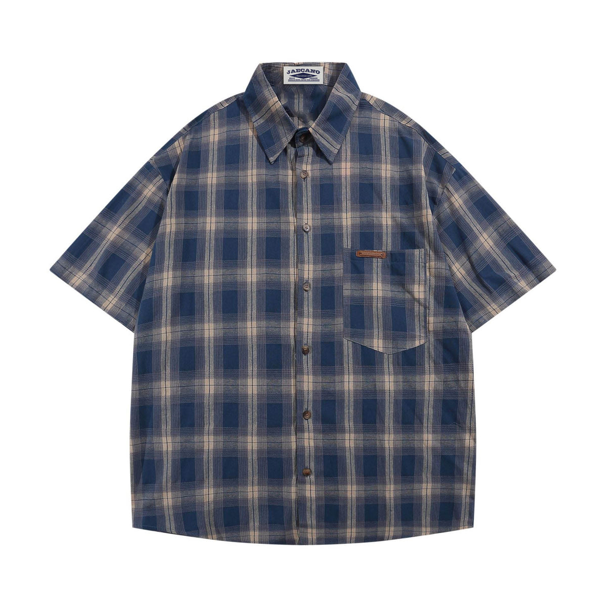 American retro plaid short-sleeved shirt