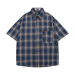 American retro plaid short-sleeved shirt