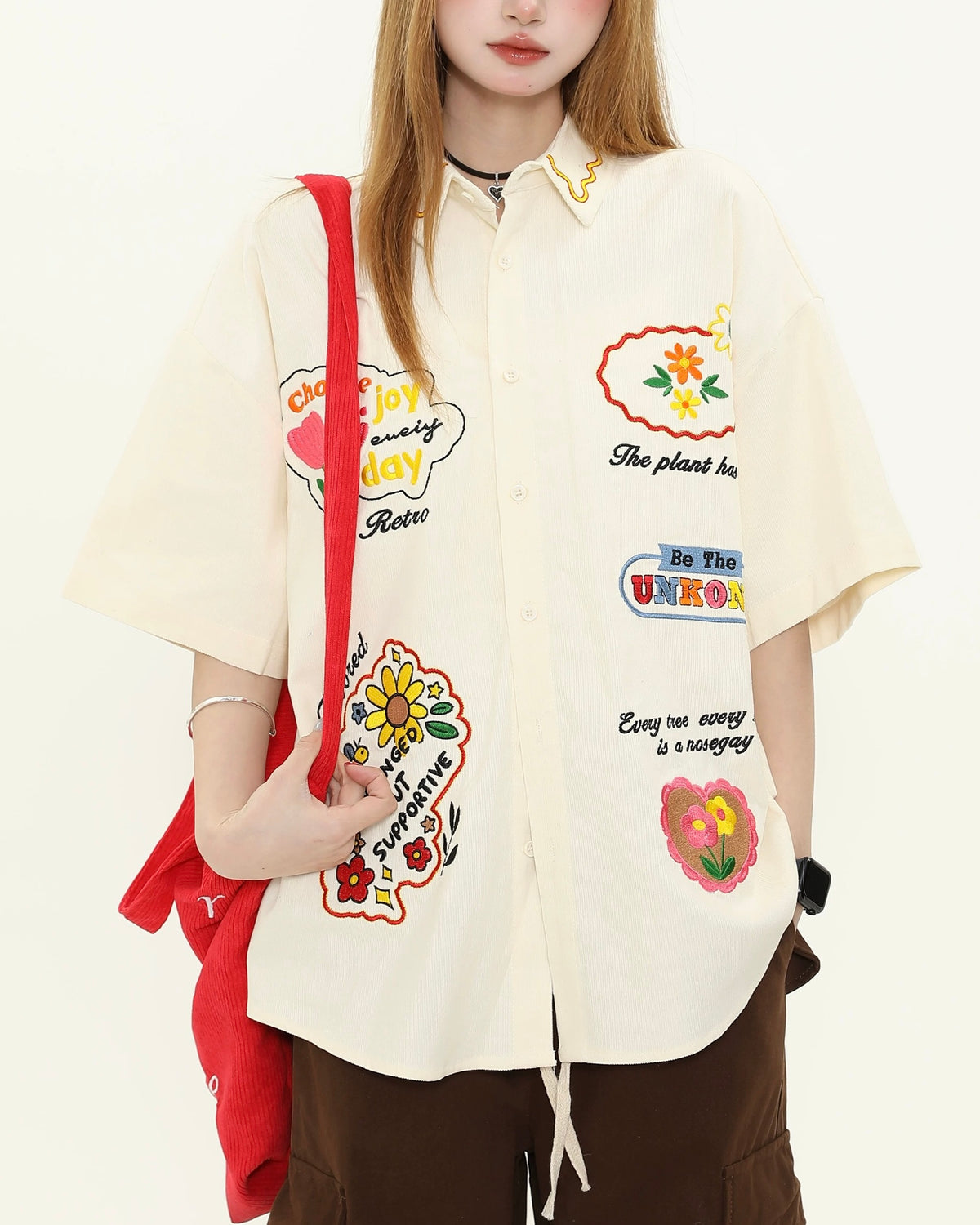 Funny flower short-sleeved shirt