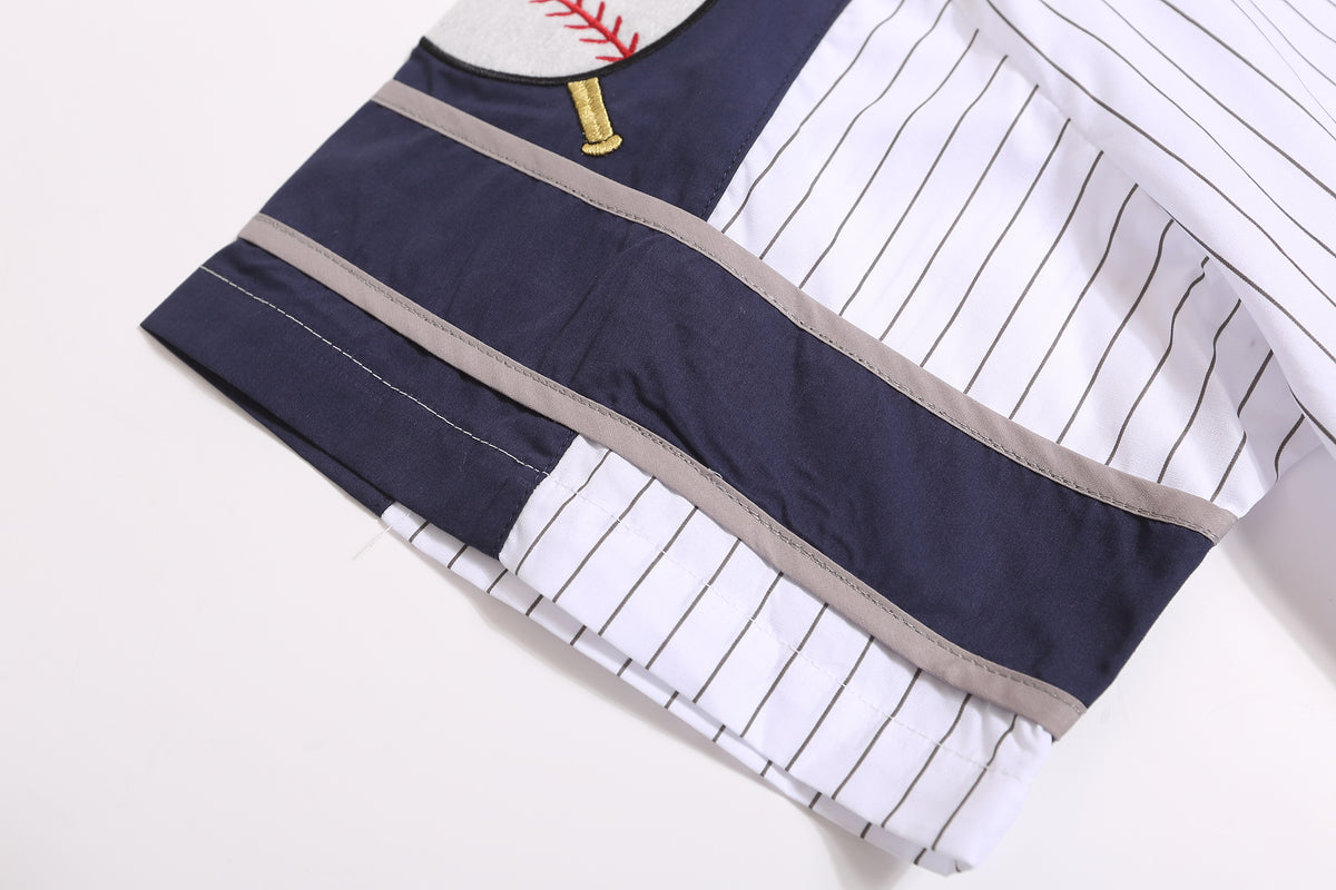 American retro vertical striped baseball shirt