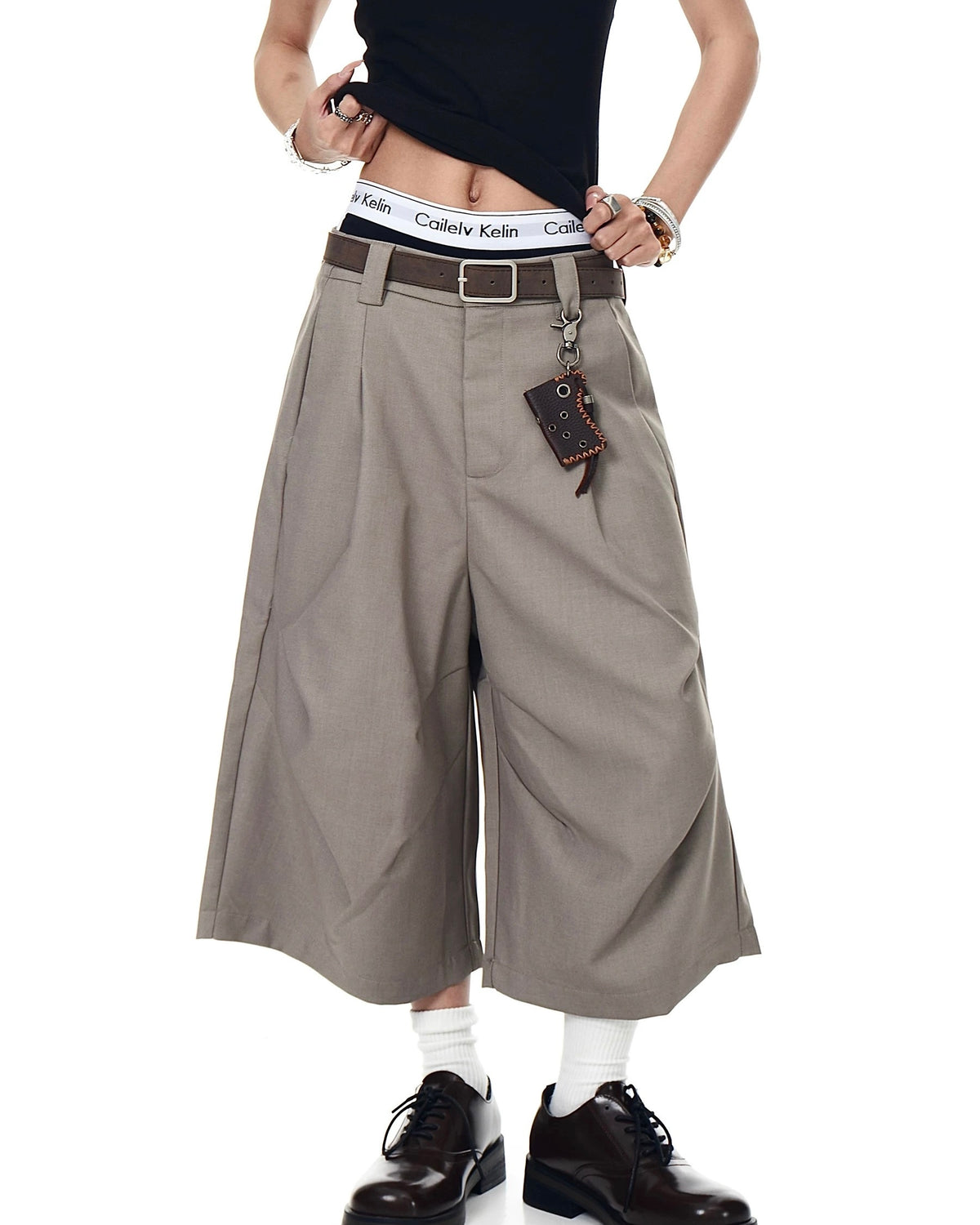 休閑直筒七分褲