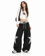 Contrast color patchwork casual pants