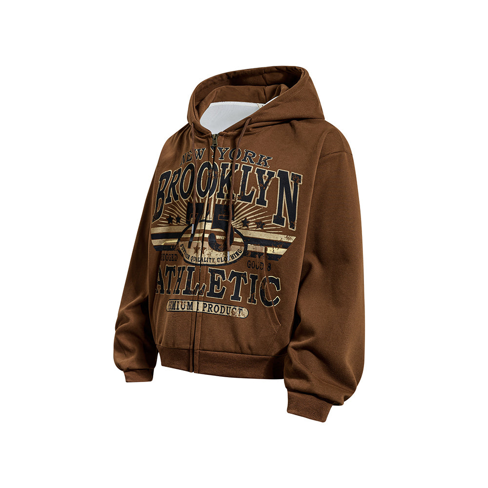 Retro Print Hooded Jacket