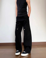 Vintage denim patchwork trousers