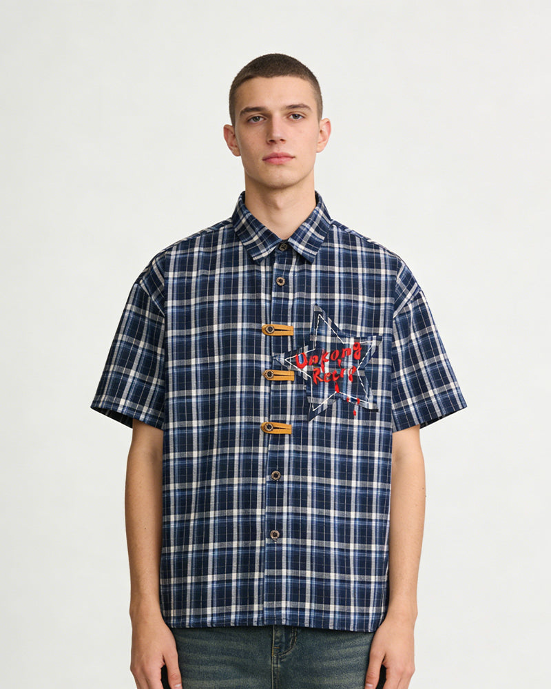 復古星星短袖襯衫