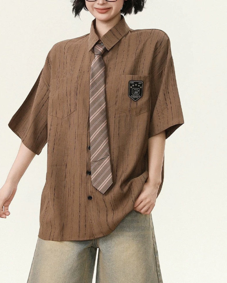 Vintage Striped Short Sleeve Shirt