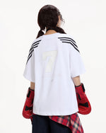 심플한 대비 컬러의 반팔