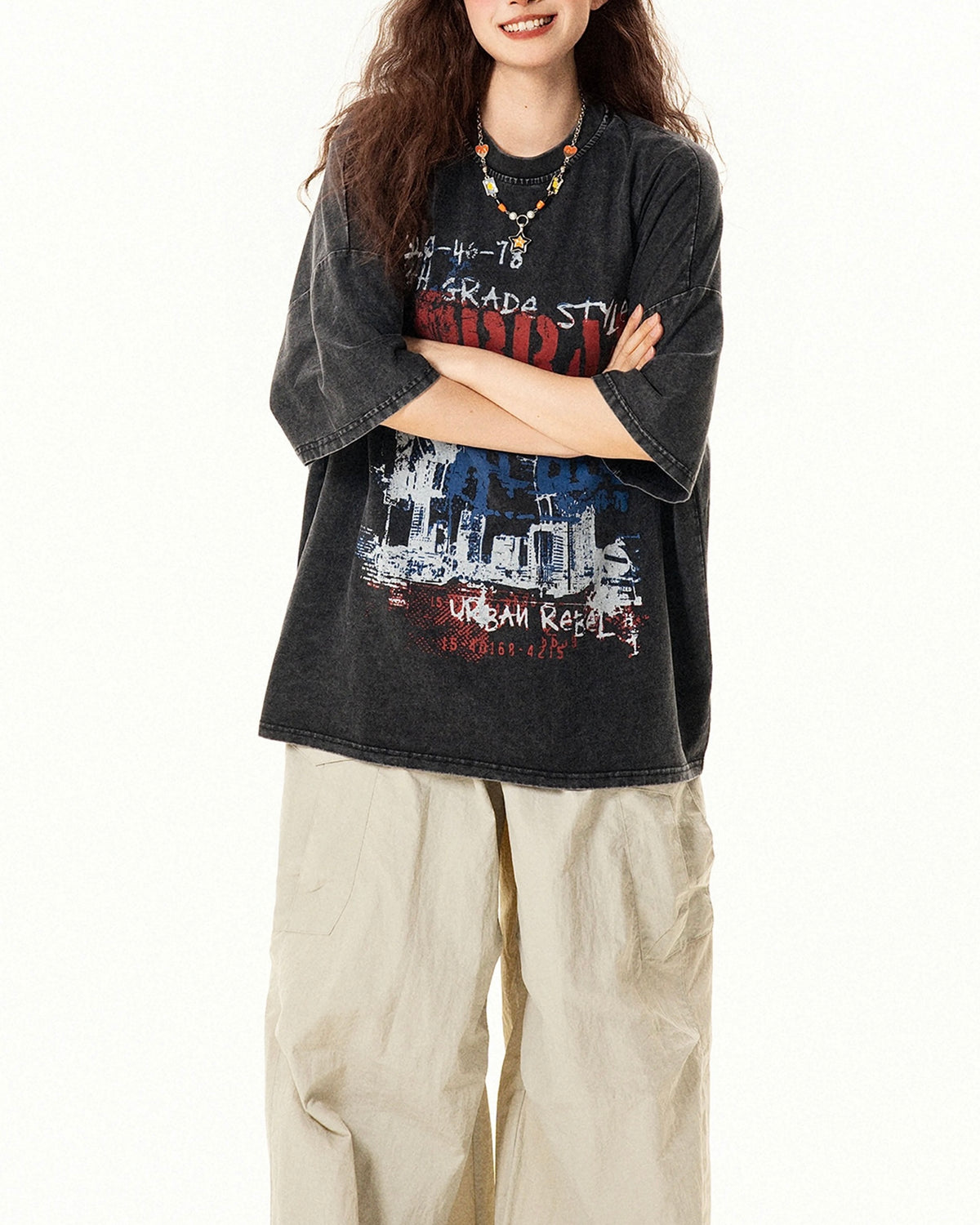 레트로 프린트 반소매