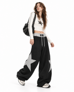 Contrast color patchwork casual pants