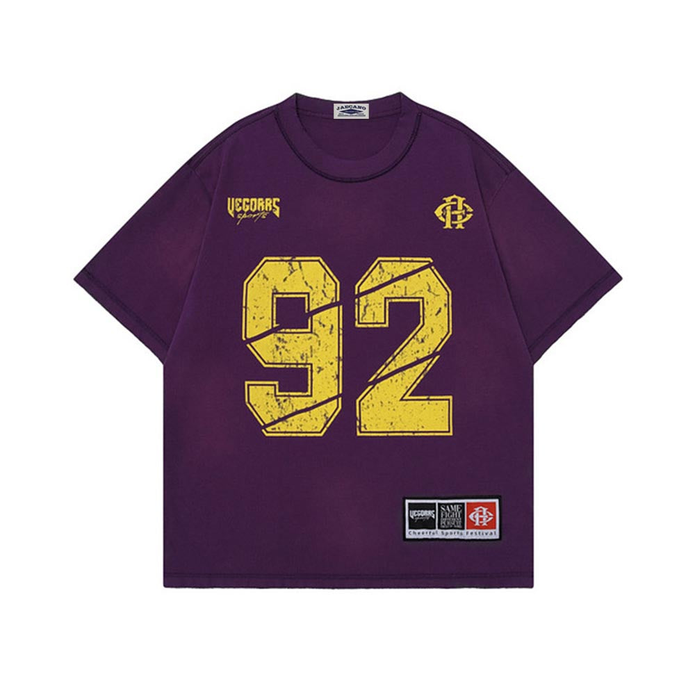 레트로 콘트라스트 프린트 반소매