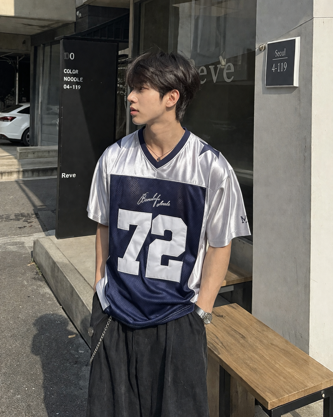 Spliced sports short sleeves