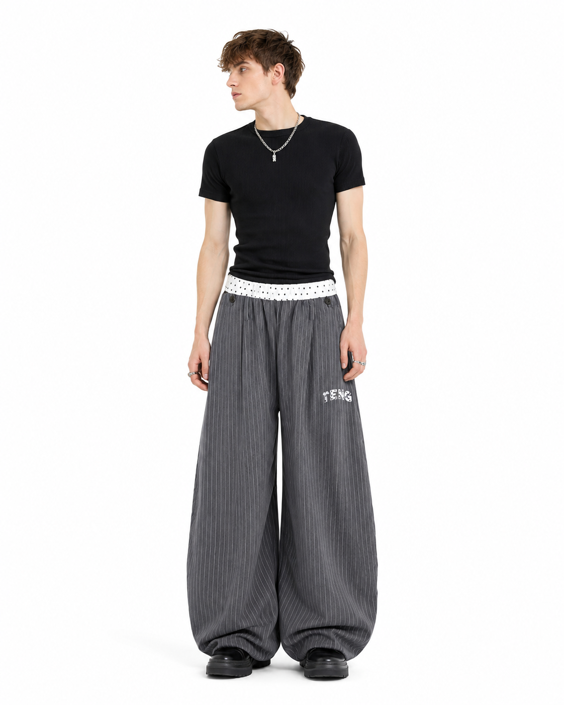 Patchwork waistband casual trousers