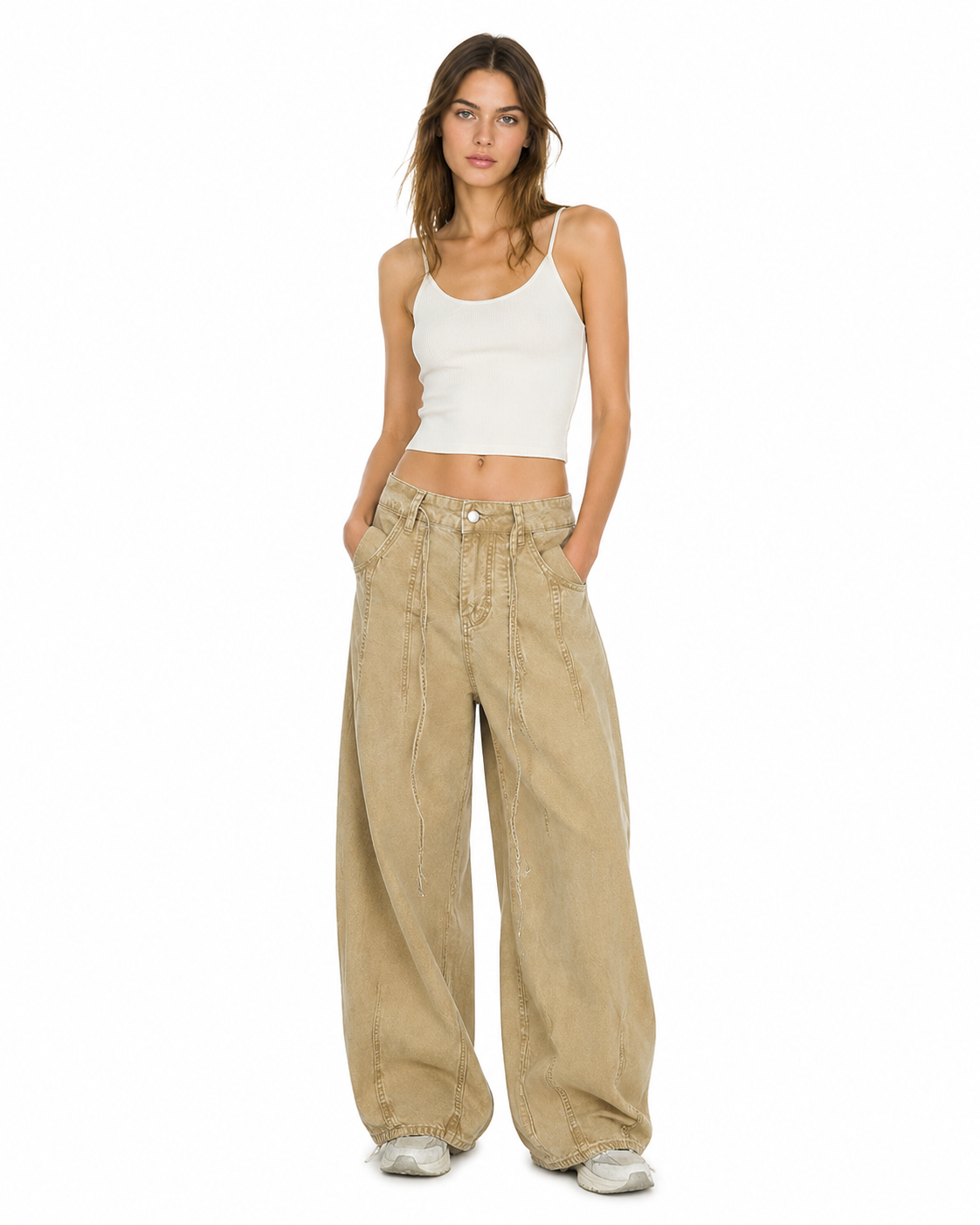 Distressed patchwork work pants