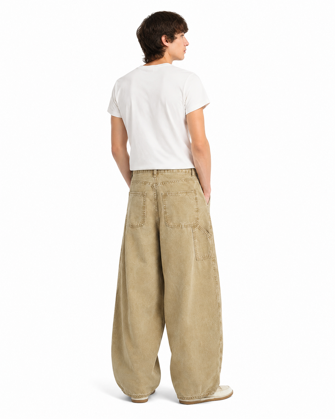 Distressed patchwork work pants