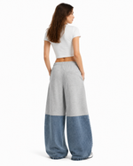 Denim patchwork trousers