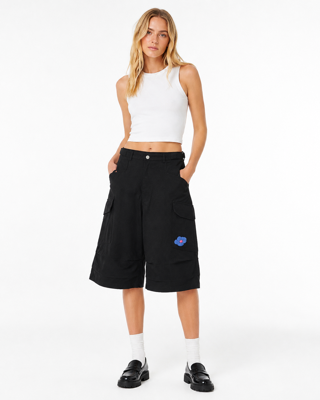 拼接休閑短褲