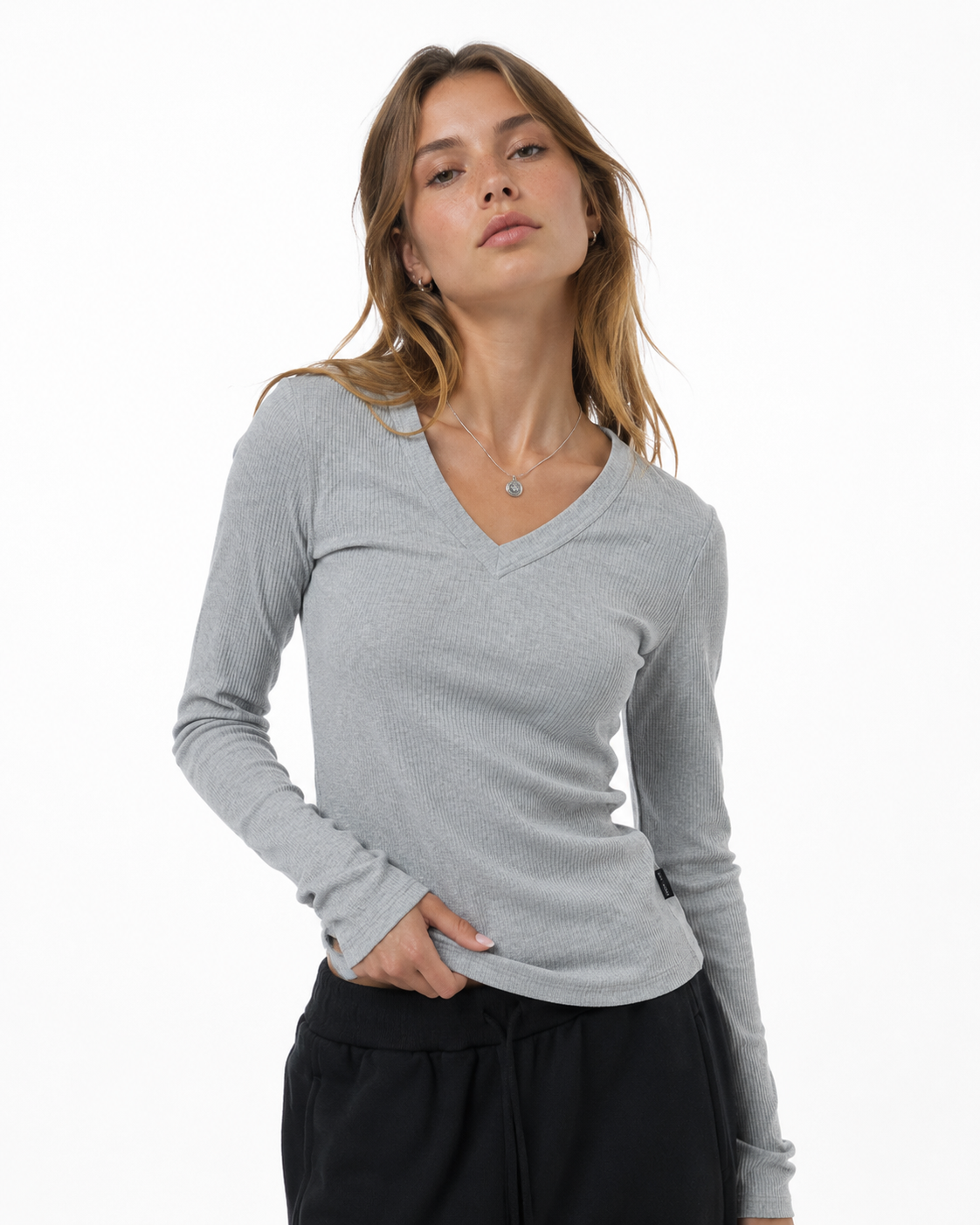 Solid color slimming base layer top