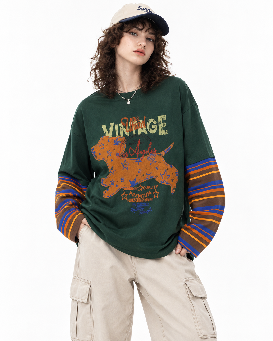 가짜 투피스 스플라이스 긴팔 셔츠