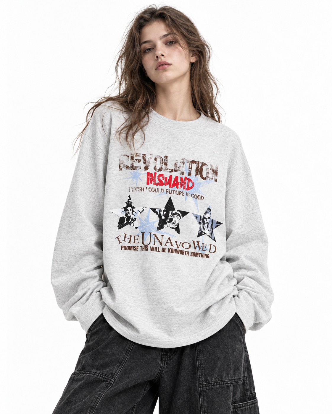 Distressed star long-sleeved shirt
