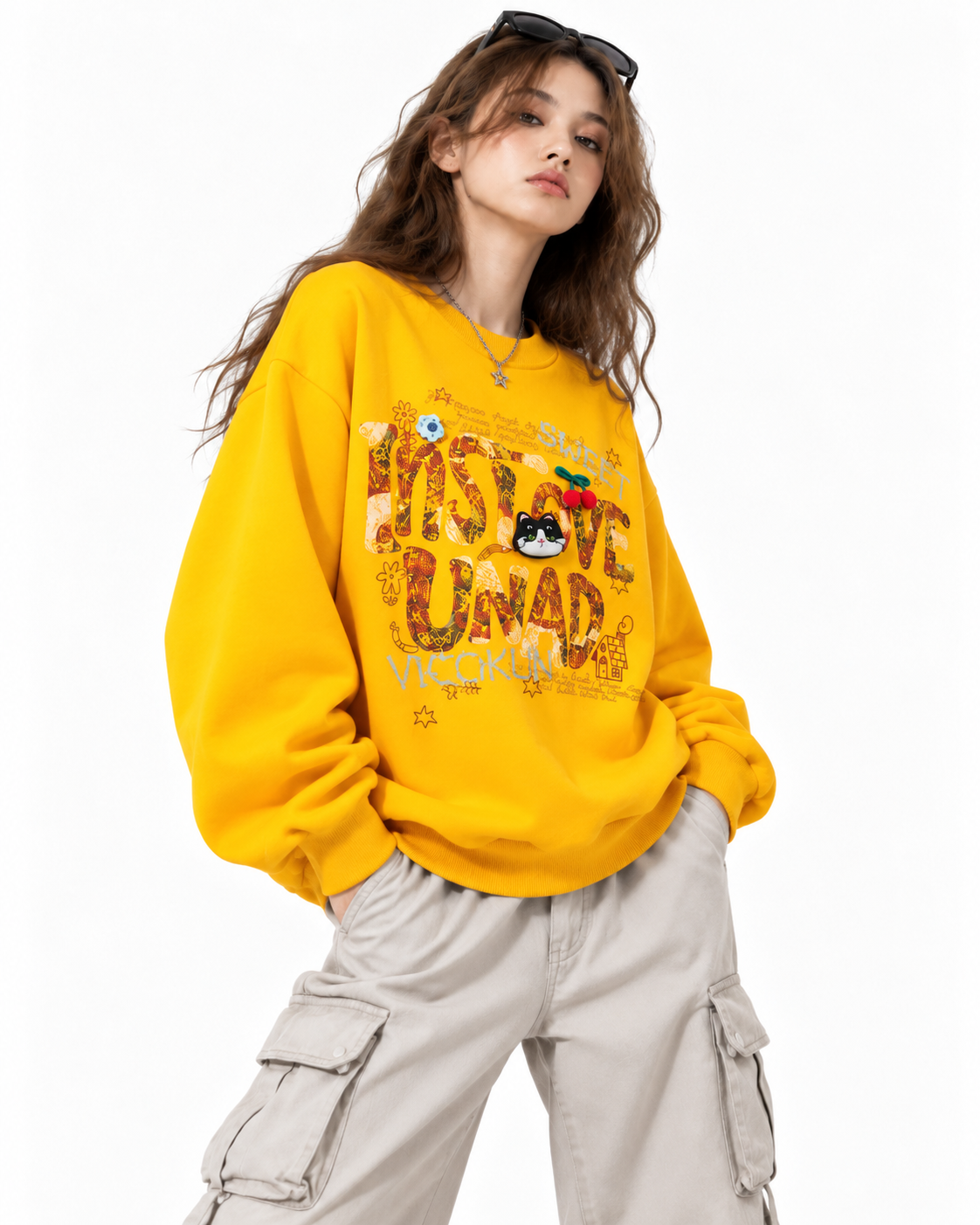 Retro distressed loose sweatshirt