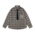 Retro casual plaid long-sleeved shirt