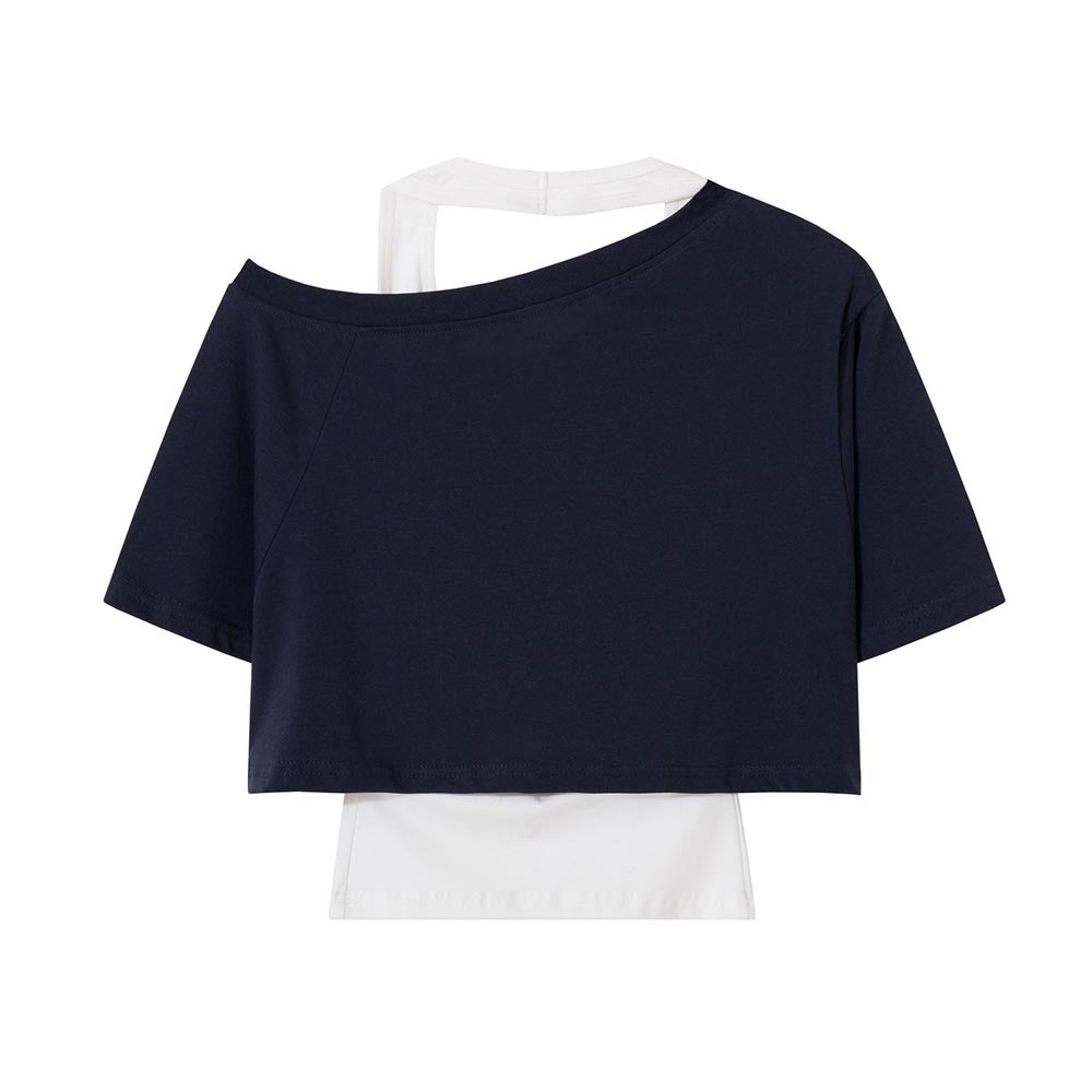 Retro off-shoulder short sleeves