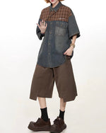 Washed panel denim shirt