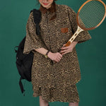 American retro leopard print short-sleeved shirt