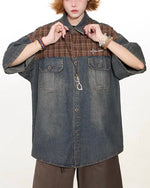 Washed panel denim shirt